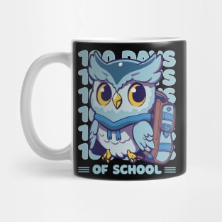 100 days of school typography featuring a Cute owl with a bagpack #3 Mug